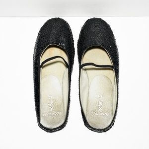 Rocket Dog Black-Sequined Mule Flats
